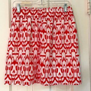 Buttons Mini Skirt in Red and Cream Ikat Pattern